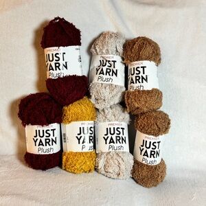 NEW 7 Premier Just Yarn Plush 107 Yards Sunflower, Brown, Burgundy, Creme Brulee